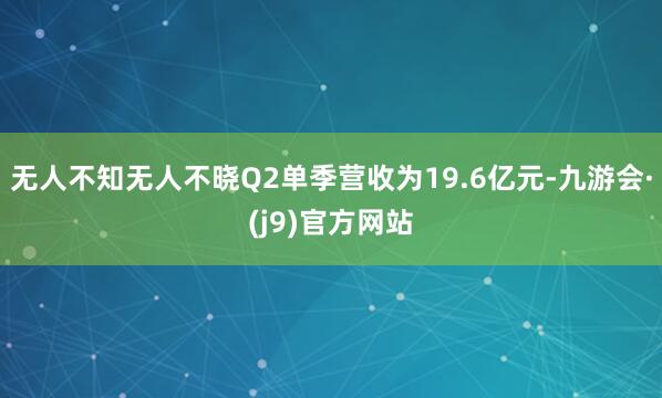 无人不知无人不晓Q2单季营收为19.6亿元-九游会·(j9)官方网站